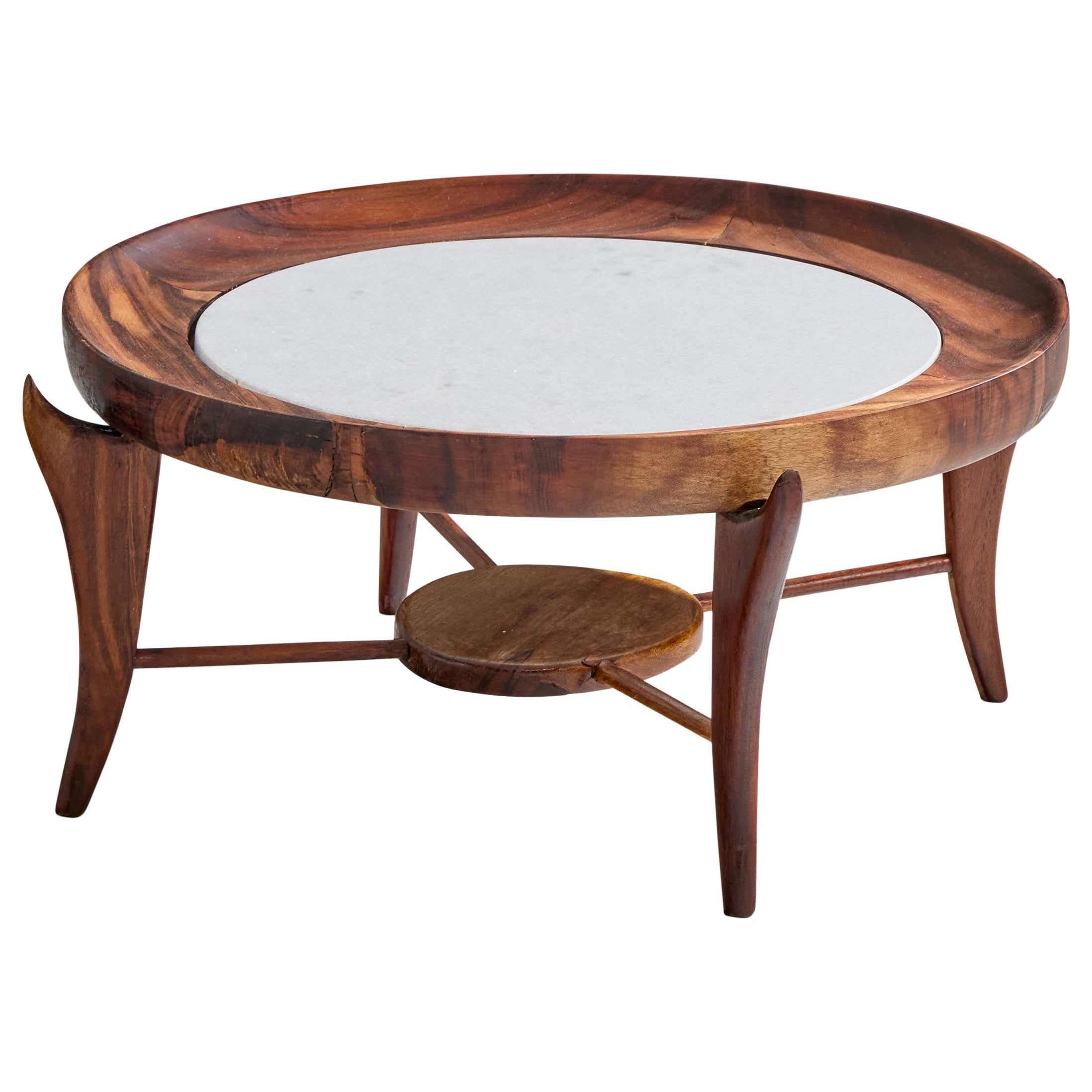 Giuseppe Scapinelli, Couchtisch, Holz, Marmor, Brasilien, 1950er Jahre