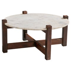 Brazilian Designer, Coffee Table, Wood, Marble, 1960