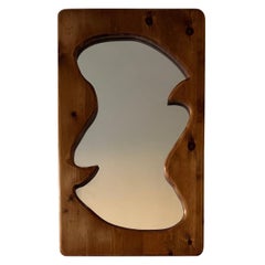 French organic shaped pine framed mirror