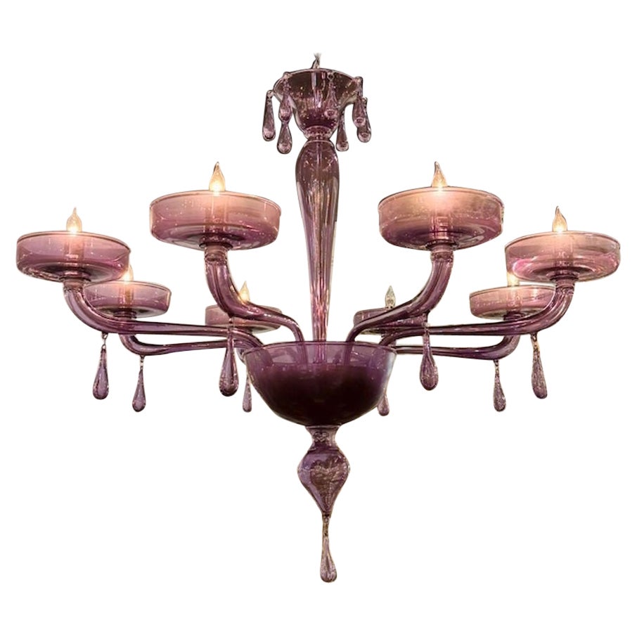 Decorative 8 Arm Lavender Murano Chandelier