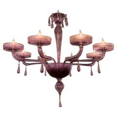 Decorative 8 Arm Lavender Murano Chandelier