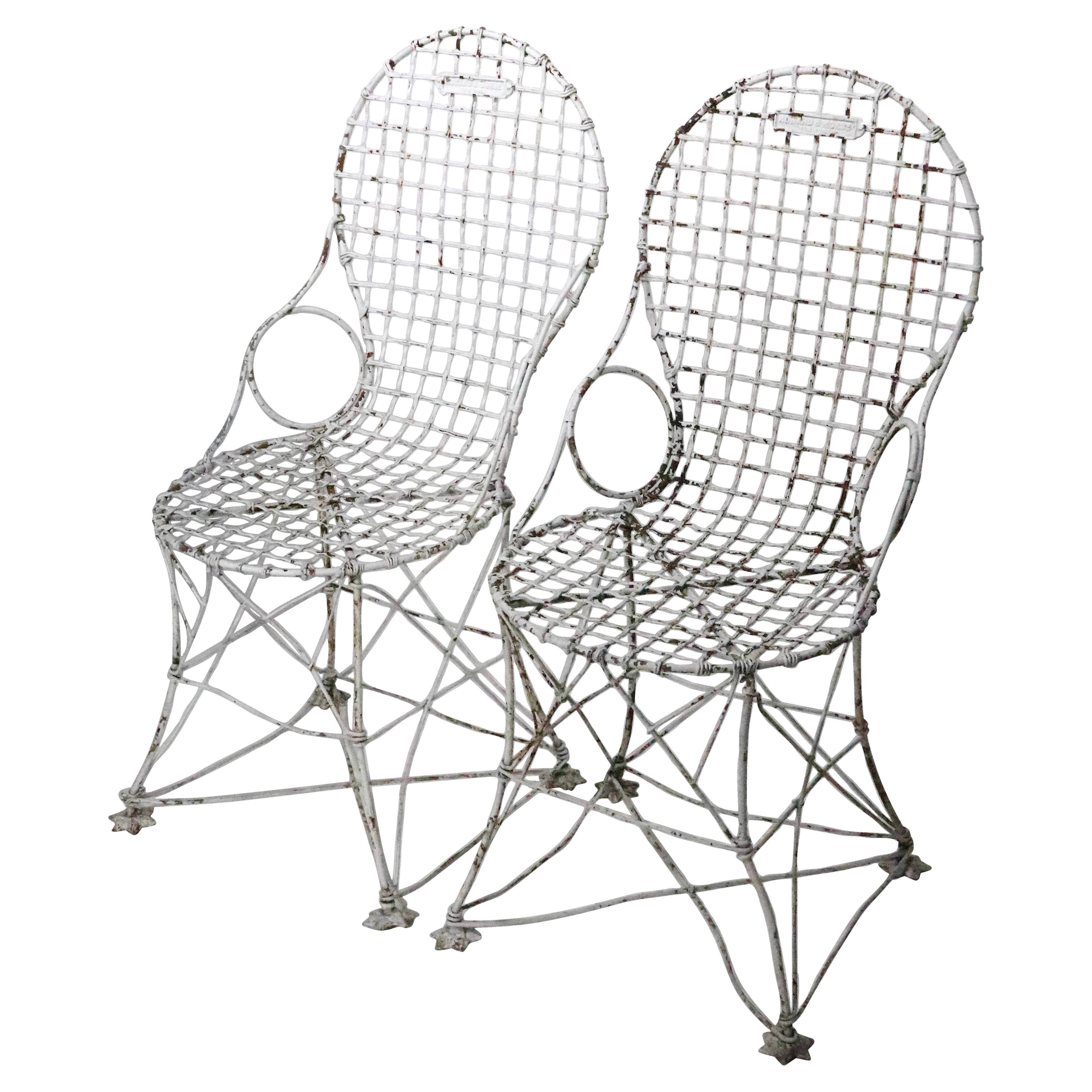 Victorian Wire Work Garden Patio Chairs by Howard & Morse c. 1880/1900
