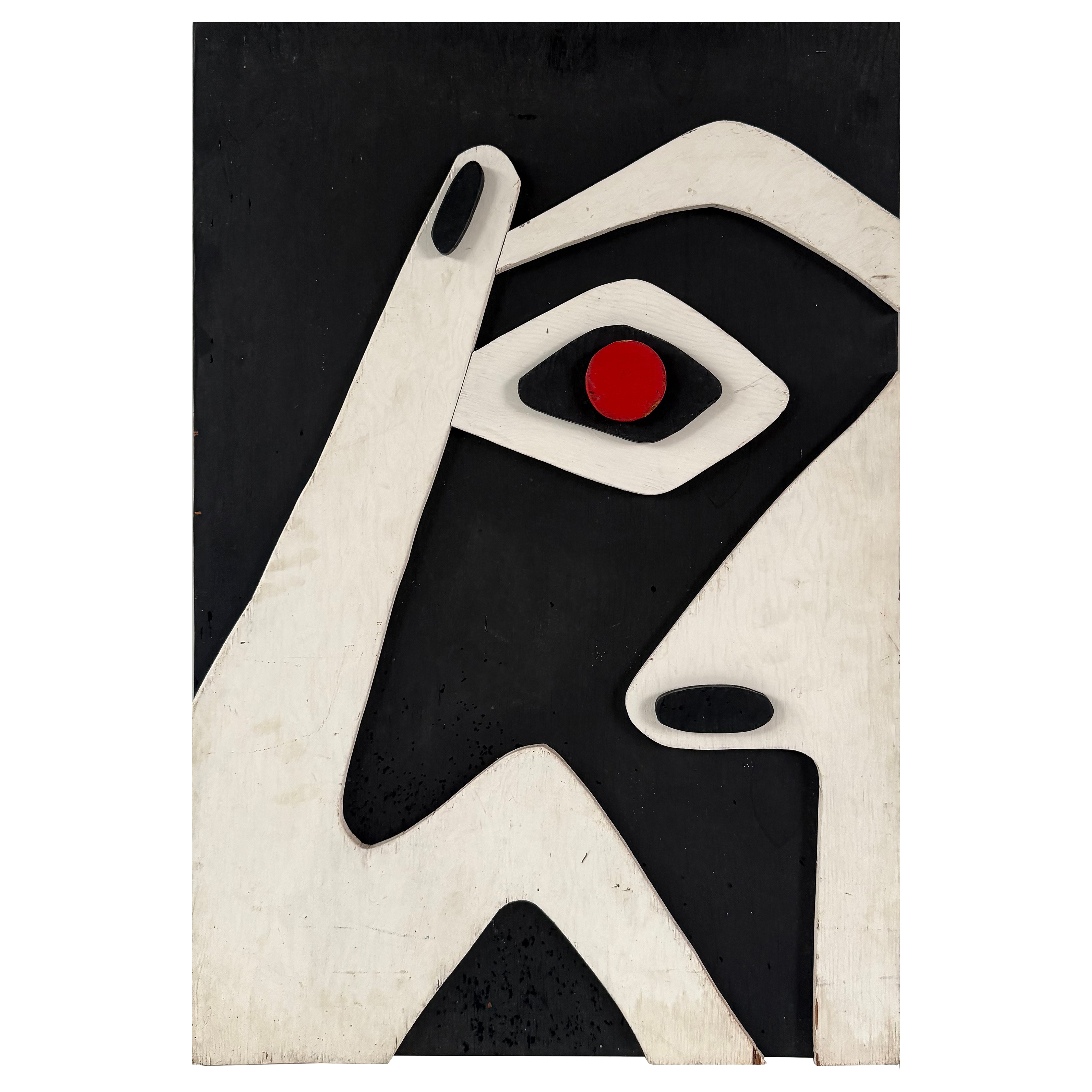 Mediados de siglo  Escultura de Pared en Relieve de Madera Abstracta Inspirada en Picasso