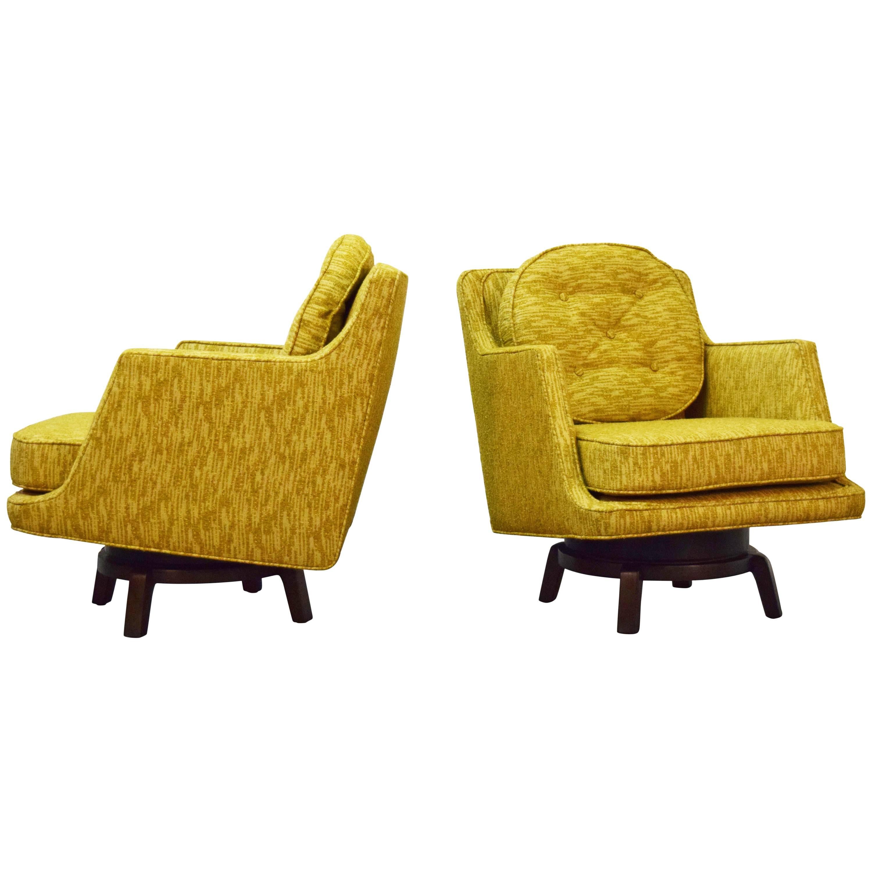 Pair of Edward Wormley Swivel Lounge Chairs for Dunbar