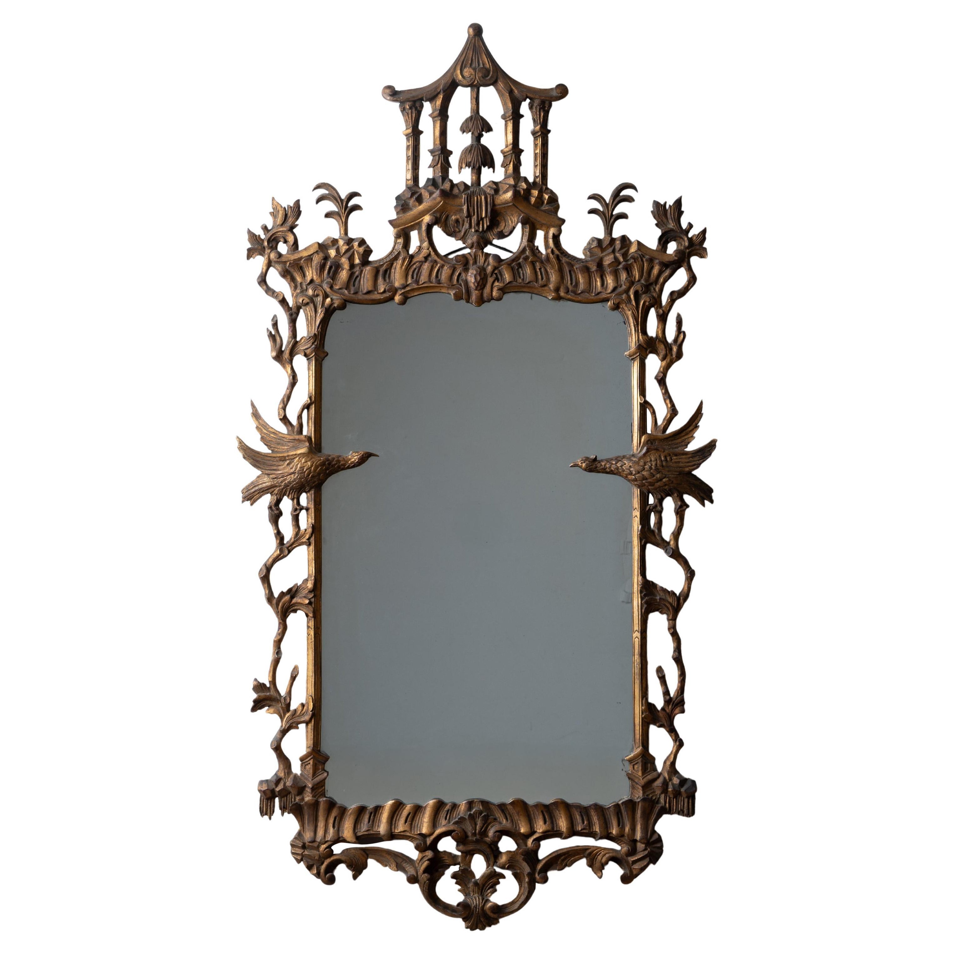 A Chinese Chippendale Carved Giltwood Mirror, 20th Century