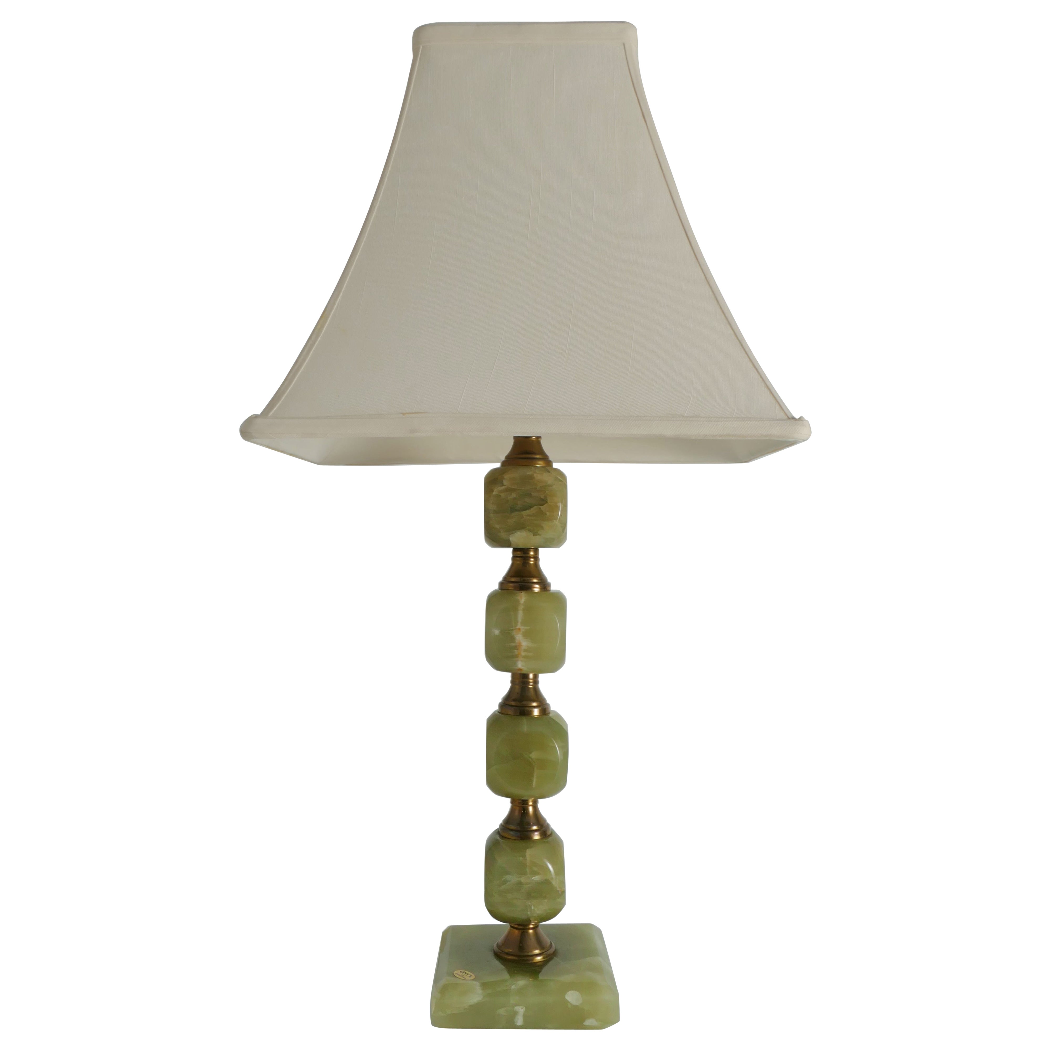 Lampe de bureau vert clair et laiton de Tornborg & Co, Suède, 1970 en vente