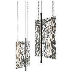 Modern Ceiling Pendant Light - Led Panel Lamp - Hammered Stamp - Medium