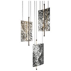 Modern Ceiling Pendant Light - Led Panel Lamp - Hammered Stamp - Small