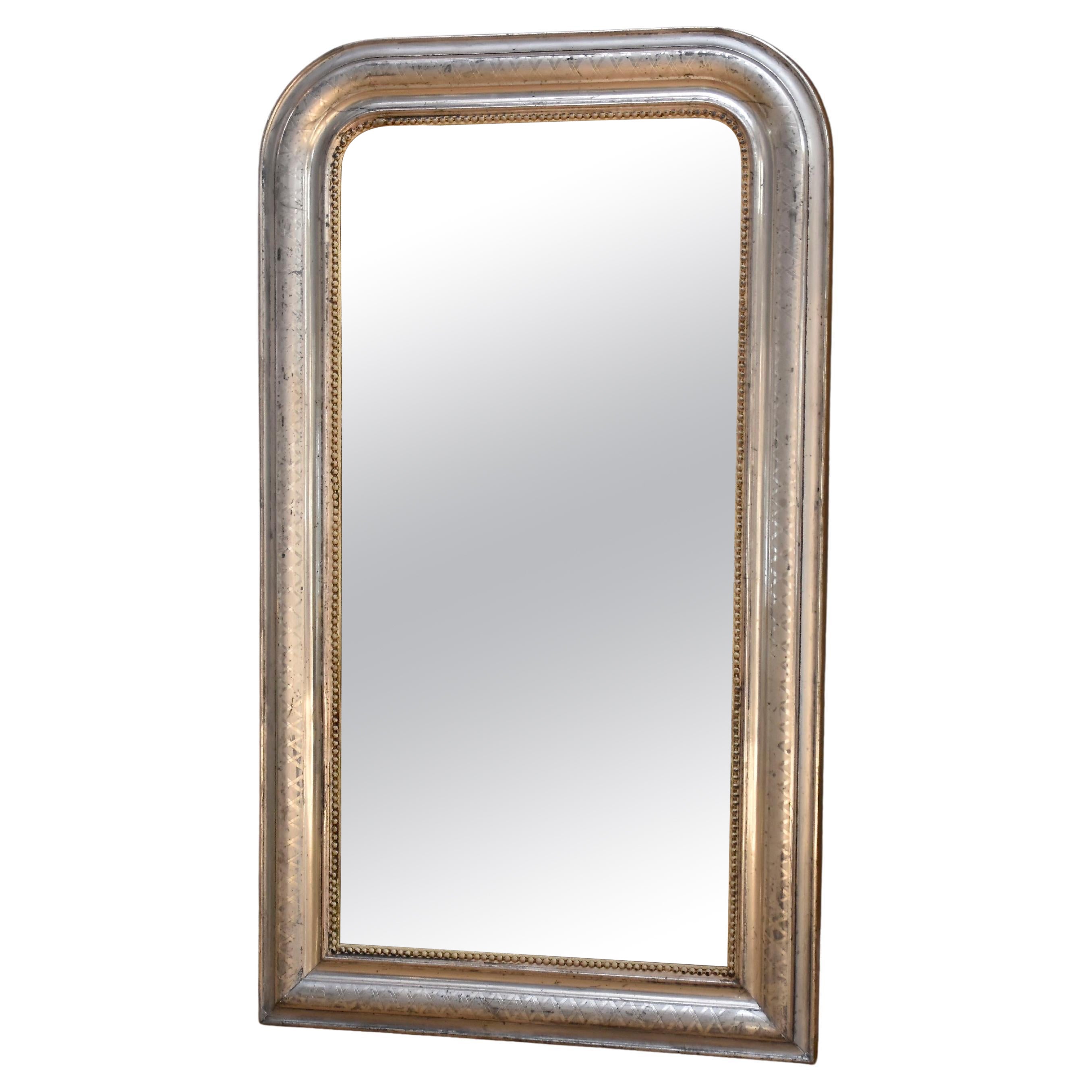 19th century French silver leaf mirror Louis-Philippe