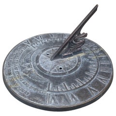 Vintage English Country Iron Garden Sundial "Mark Your Sunny Hours"