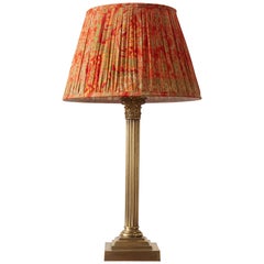 Antique A Large Brass Column Lamp