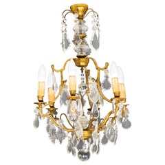Louis XV Bronze Crystal Chandelier, Six Lights, 19th Century