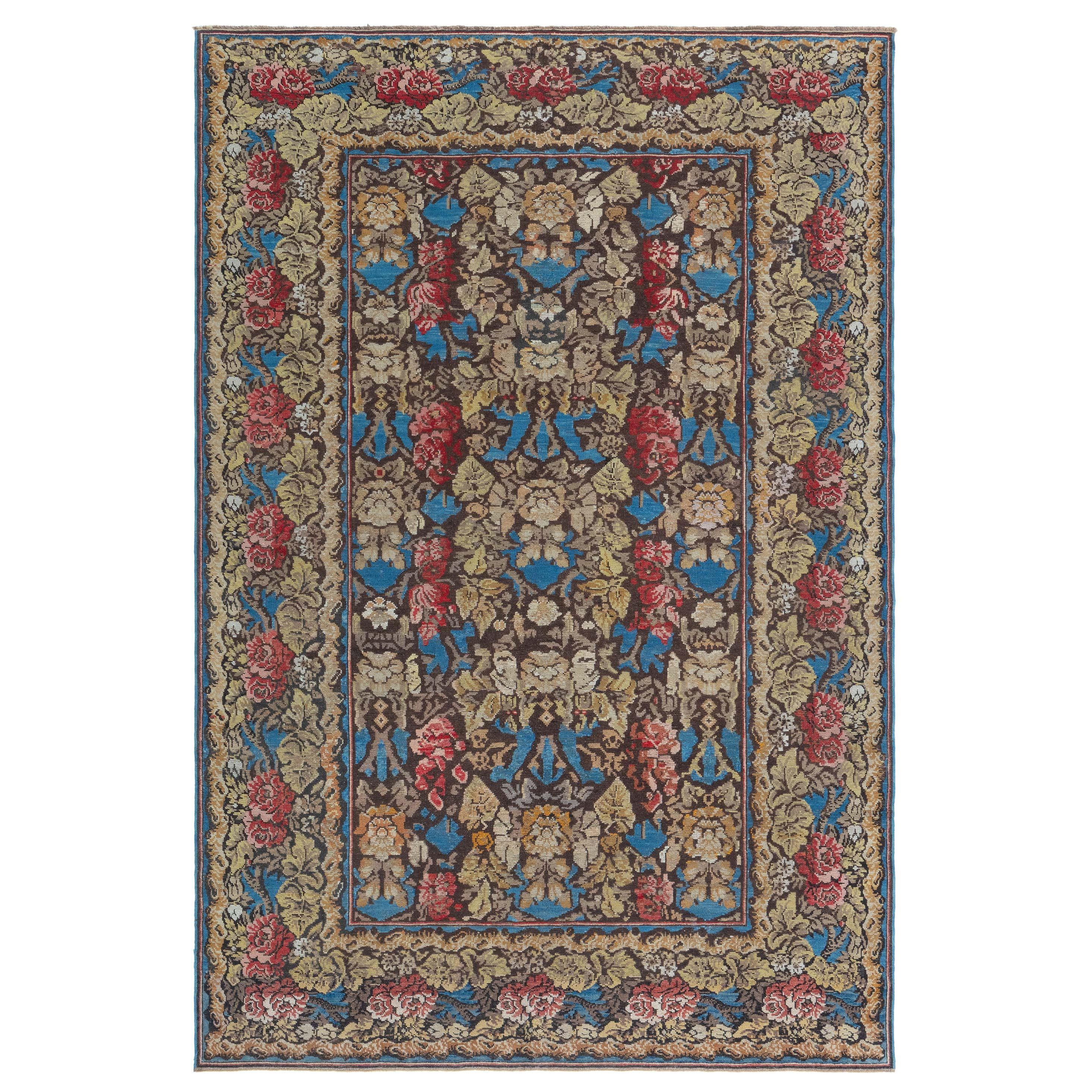 Antique Ukrainian Floral Rug, circa 1880, at Doris Leslie Blau For Sale