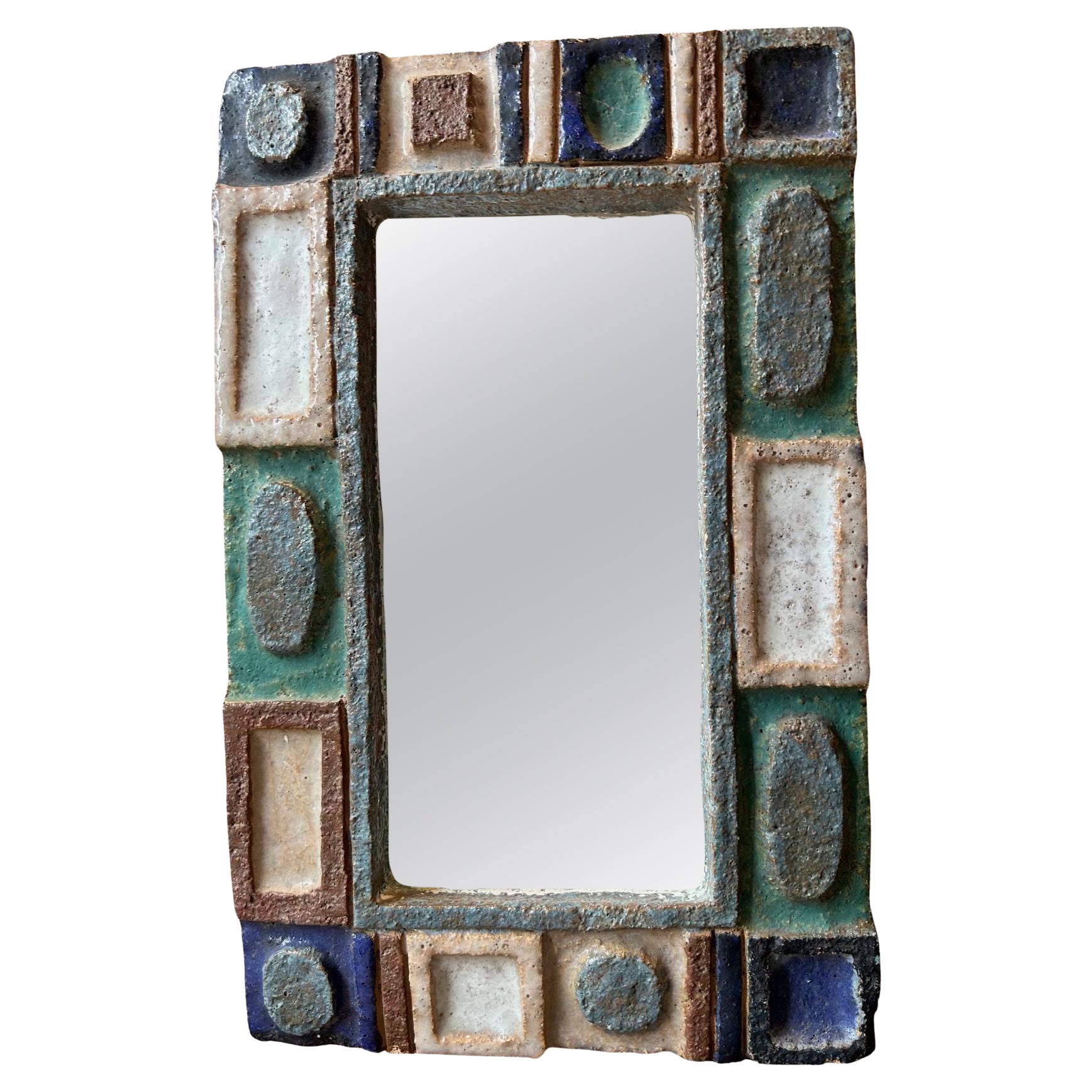 Ceramic mirror by les Argonautes, France 1960's For Sale