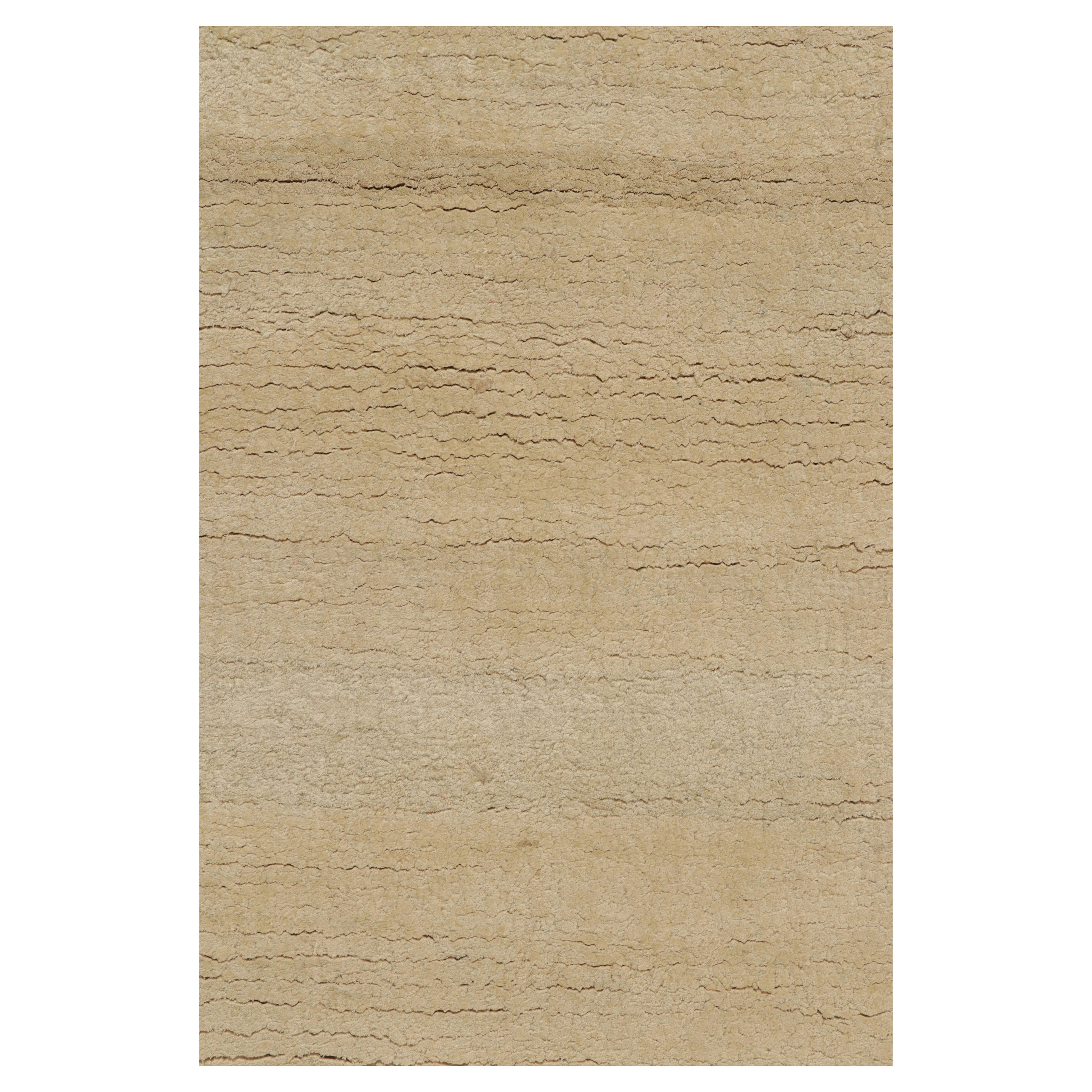 Alfombra contemporánea Rug & Kilim en rayas beige-marrón macizo