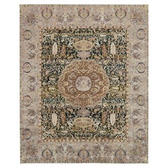 Alfombra de estilo clásico Rug & Kilim con estampado floral gris y marrón beige