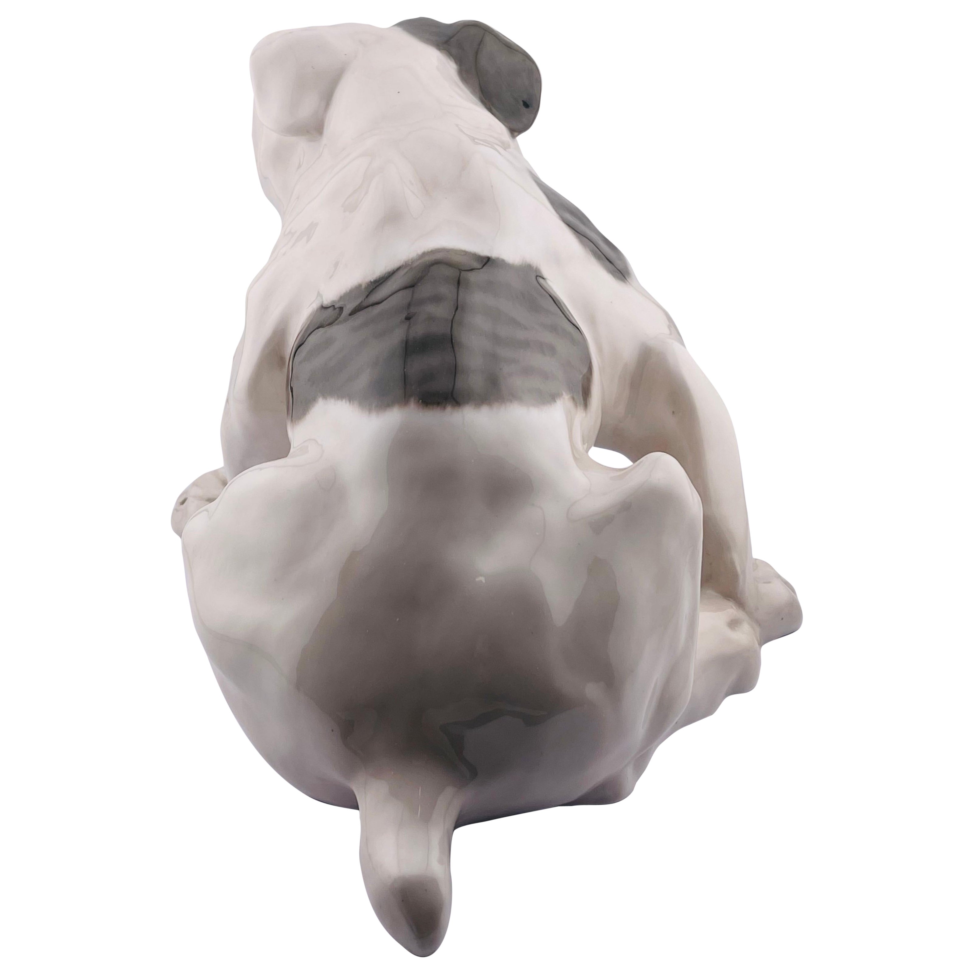 Dipinto a mano Figurina di bulldog inglese di Royal Copenhagen Tipo: Sottosmalto Design/One: Knud Kyhn in vendita