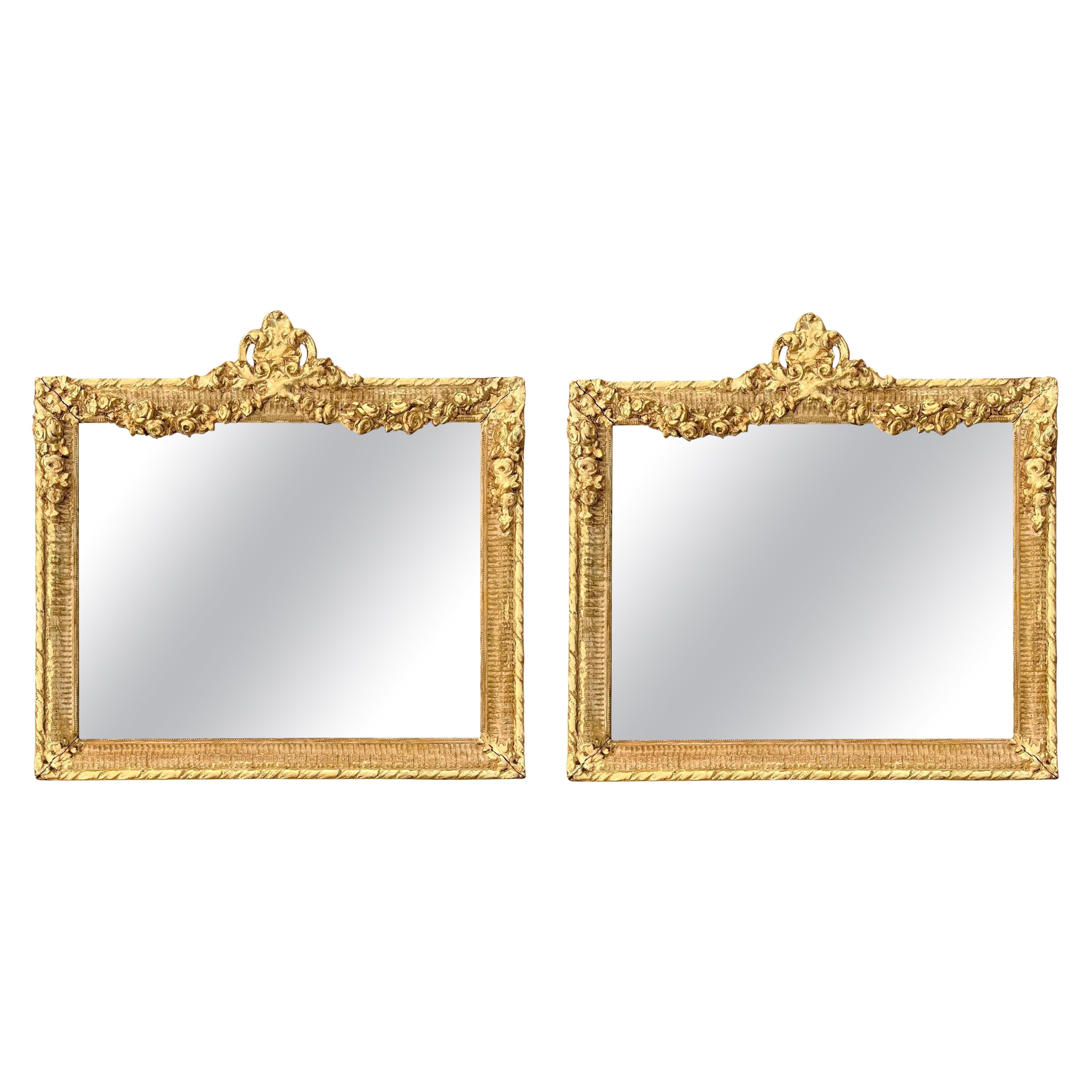 Pair French 19th Century Louis XIV Style Gilded Mirrors