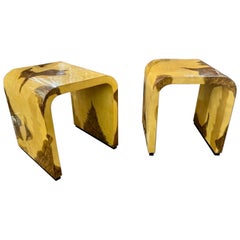Pair of Art Deco Style Italian Parchment Side Tables