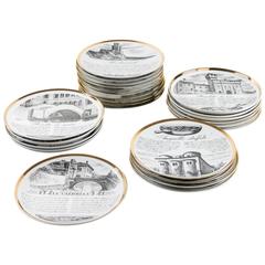 Unique Set of 24 Dinner Plates by Piero Fornasetti 11