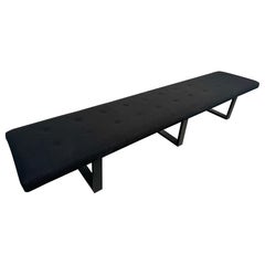 Long Tufted Vintage Fabric Bench