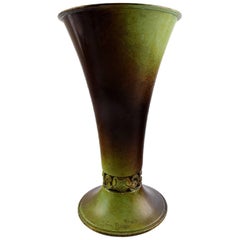 Ystad Brons, Art Deco Vase in Patinated Bronze, 1940s