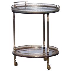 Aldo Tura Brown Goatskin Bar Cart with Removable Tray