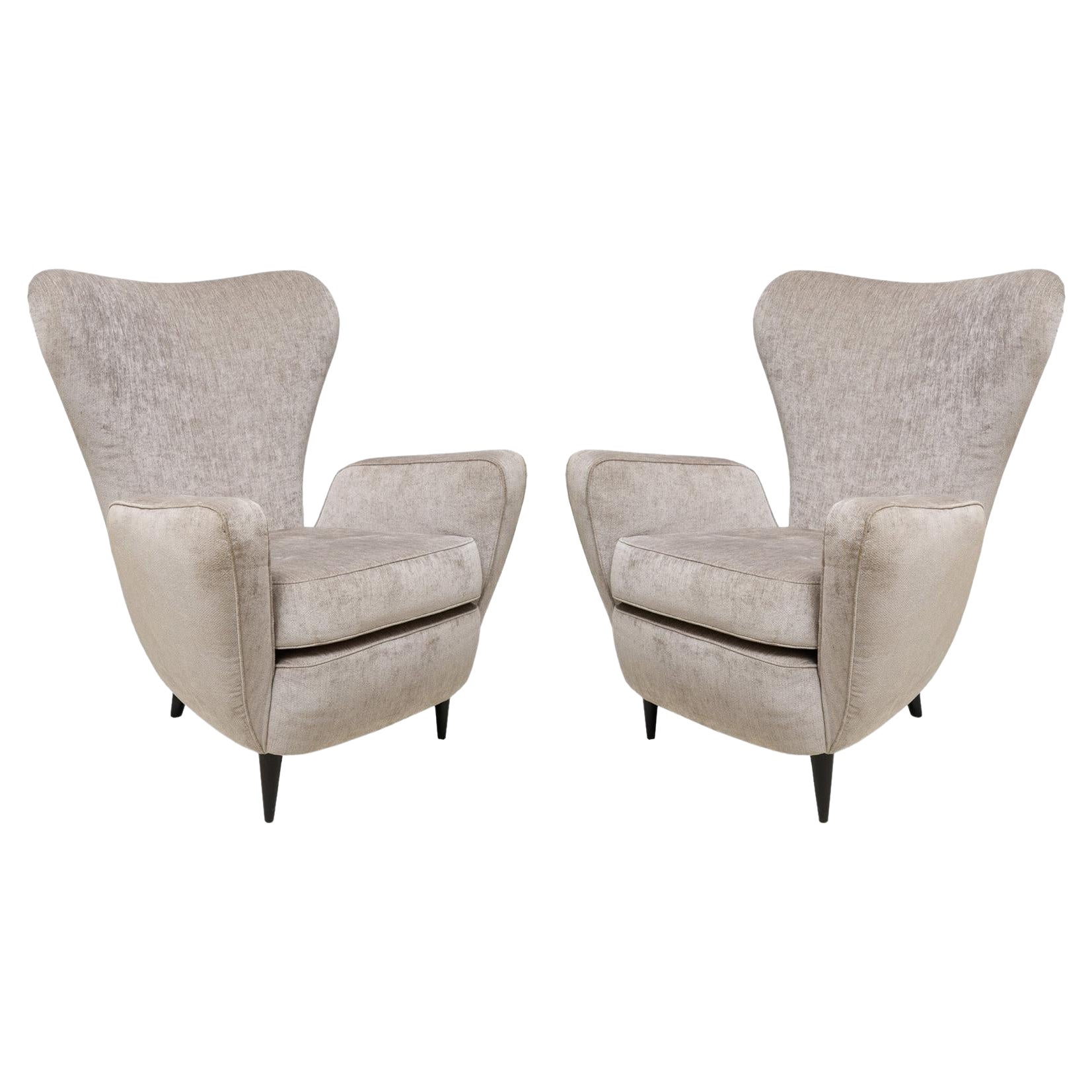 Pair of Italian Mid-Century Modern Chairs Upholstered in Donghia Fabric