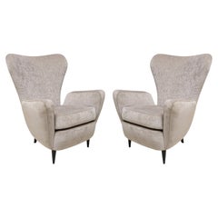 Pair of Italian Mid-Century Modern Chairs Upholstered in Donghia Fabric