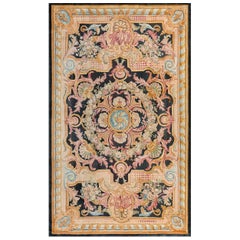 Antiguo Circa-1880 Carbón Floral  Alfombra francesa Savonnerie