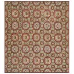 Antique Tapis d'Aubusson français en laine mauve, fait à la main