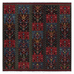 Oversized Vintage Kilim, Square Rug in Teal with Geometric Pattern - Rug & Kilim