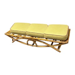 Vintage Restored Rattan Three-Seater "Eye" Bench by Paul T Frankl