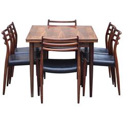 Niels Otto Møller Danish Rosewood Dining Room Set with Six Chairs