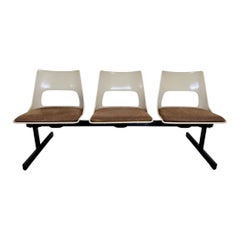 Mid-Century Modern Tandem Three Seat Bench by Krueger