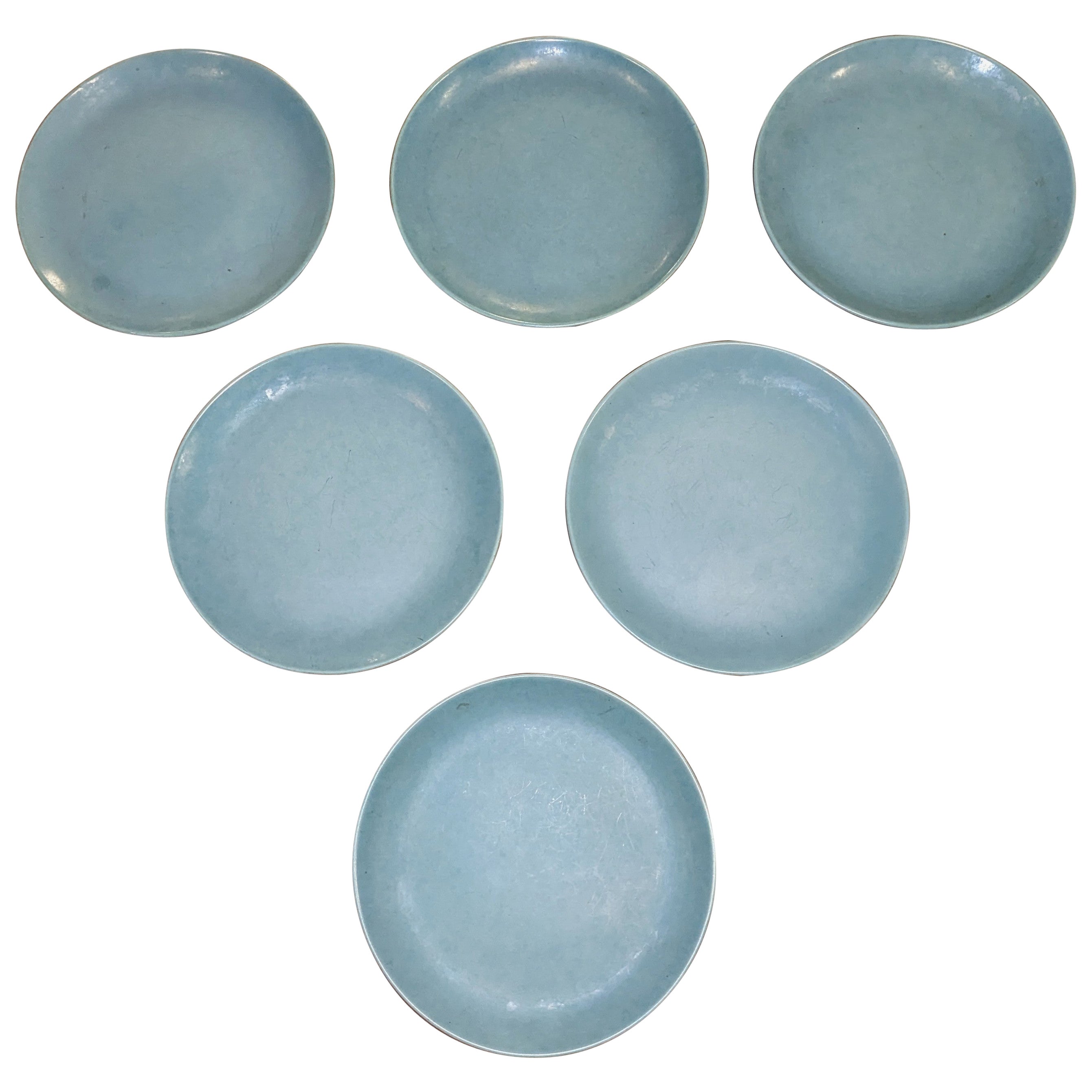Ensemble d'assiettes plates Catalina Island Pottery vert mat