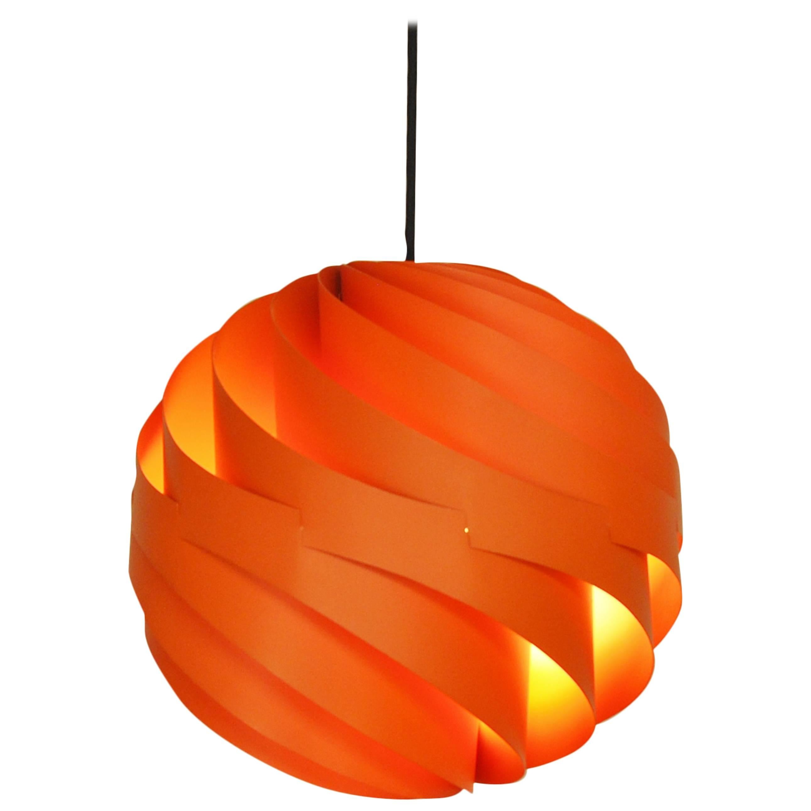 Rare Orange "Turbo" Hanging Pendant by Louis Weisdorf for Lyfa, Denmark, 1960s