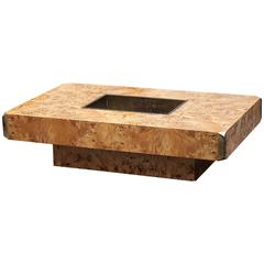 Willy Rizzo Coffee Table Alveo Burl Wood, 1973