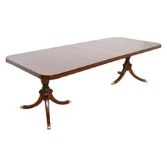 Mesa de Comedor Extensible de Caoba Georgiana Drexel con Doble Pedestal, Reacabada