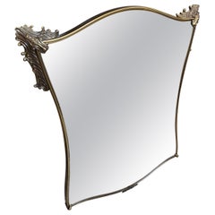 1950s Gio Ponti Style Mid-Century Modern Brass Italian Wall Mirror