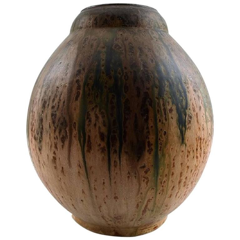 Large French Art Deco Pottery Vase For Sale at 1stdibs