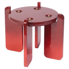 Ipanema Side Table, in Red Lacquered Wood, Handcrafted in Portugal by Duistt