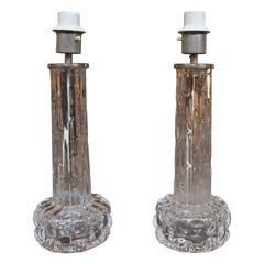 Vintage 1970s Pair of Cut Glass Table Lamps by Carl Fagerlund for Orrefors