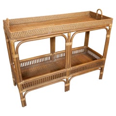Handmade Bamboo and Wicker Console Table with Handles
