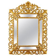 Large 18th Century Louis XV Italian Giltwood Mirror Large 18th Century Louis XV Italian Giltwood Mirror