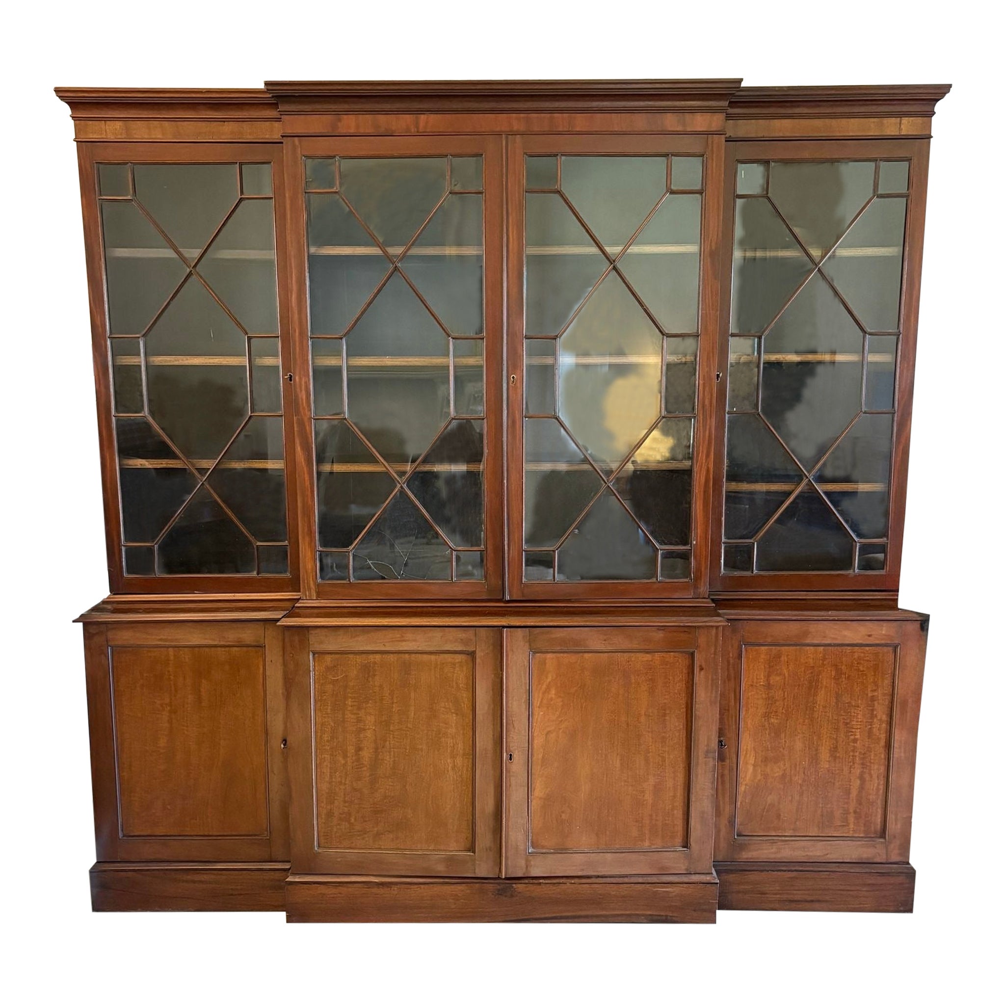 Antique Victorian Quality Mahogany Breakfront Bookcase
