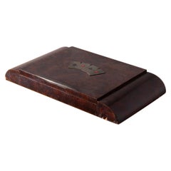 Antique Italian box containing games in burl ART DECO