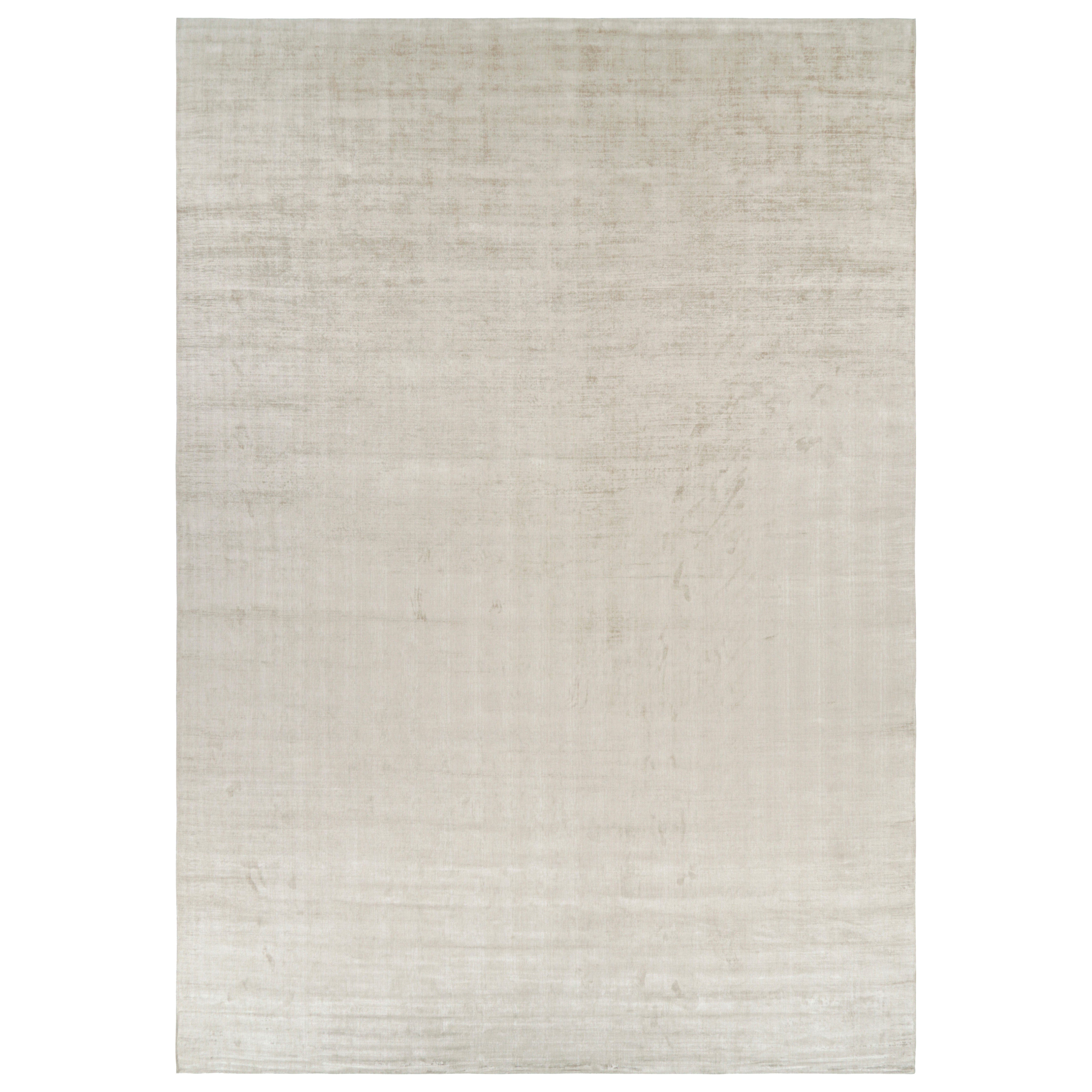Rug & Kilim’s Oversized Contemporary Textural Solid Rug in Light Beige Tones