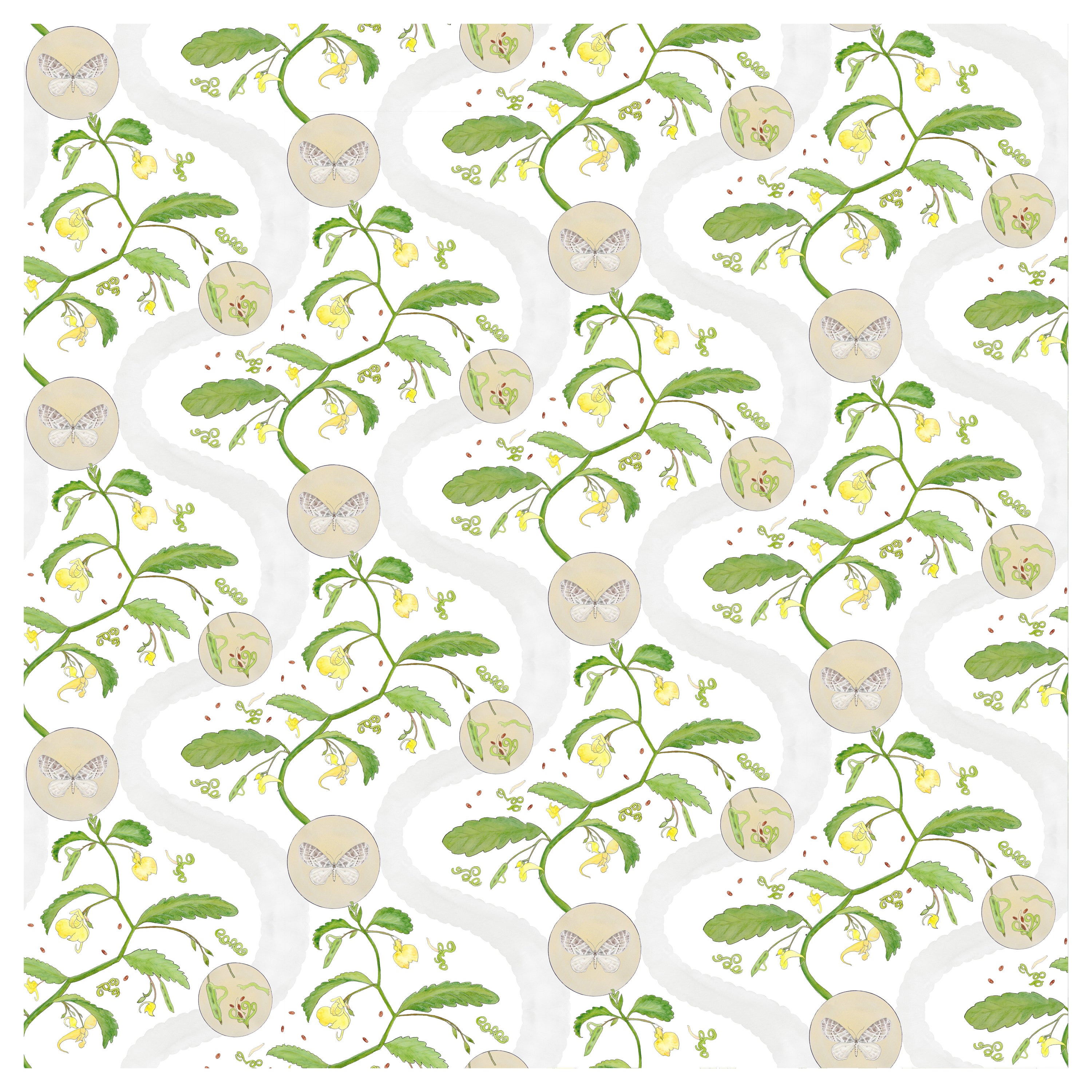Borrowdale Balsam Wallpaper in Bowder Stone (Small Scale) - Botanical, Nature.
