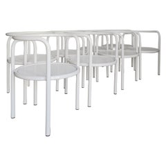 Gae Aulenti for Poltronova "Locus" White Metal Chairs Outdoor Indoor Italy 1960s